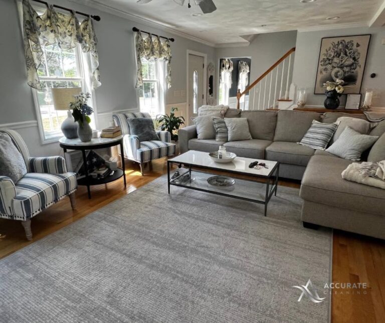 Freshly cleaned living room with sectional sofa