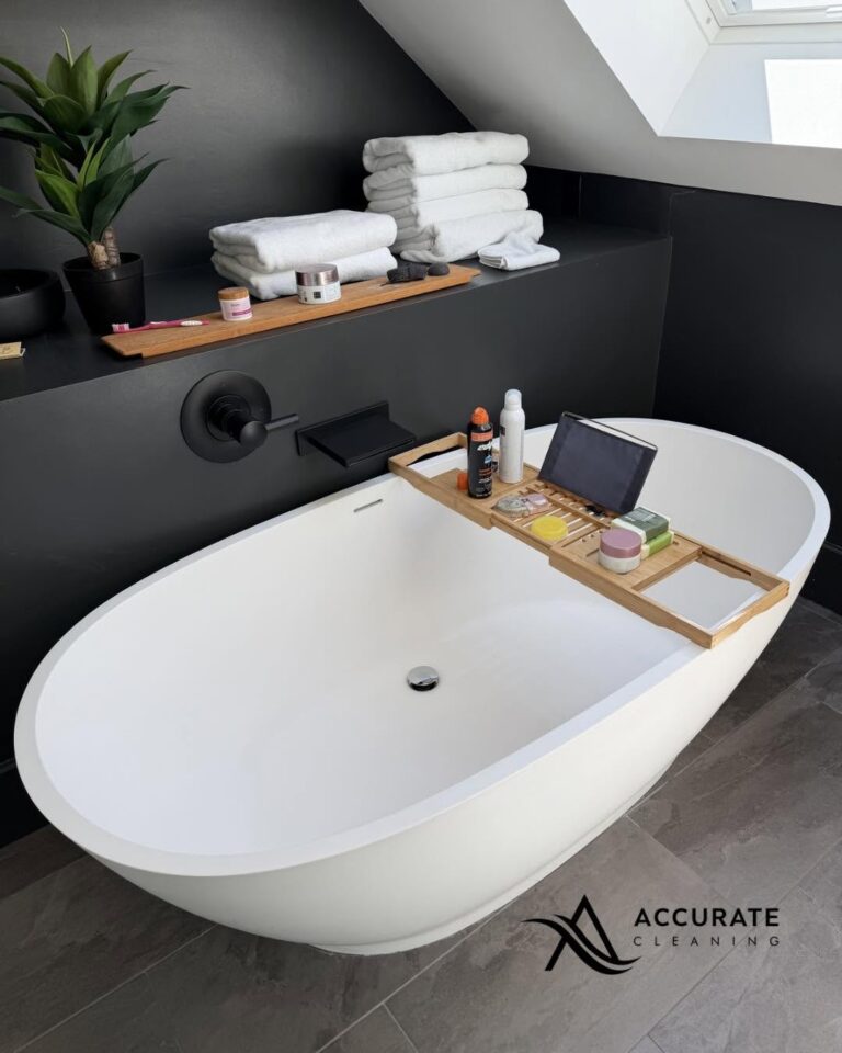 Clean freestanding soaking tub